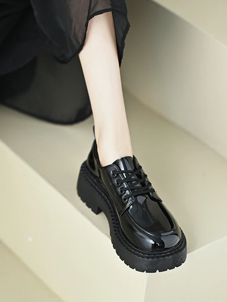 

All-Match Retro Woman Shoes Oxfords Women's Autumn Patent Leather Ballet Flats Soft Casual Female Sneakers British Style Round