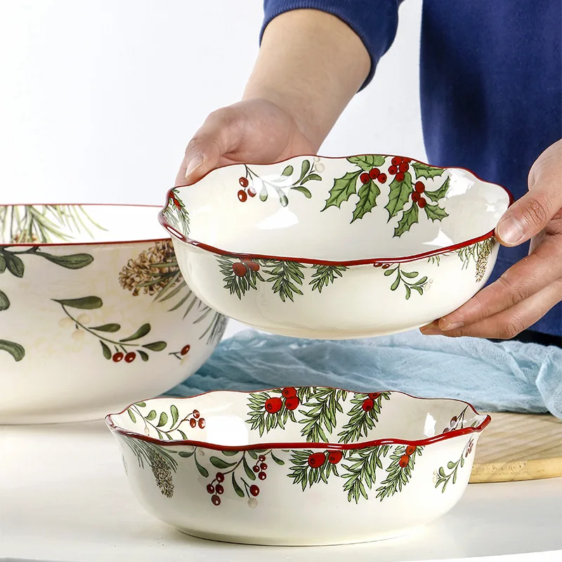 Рождественская миска для салата с омелой домашняя супа необычная мелкая