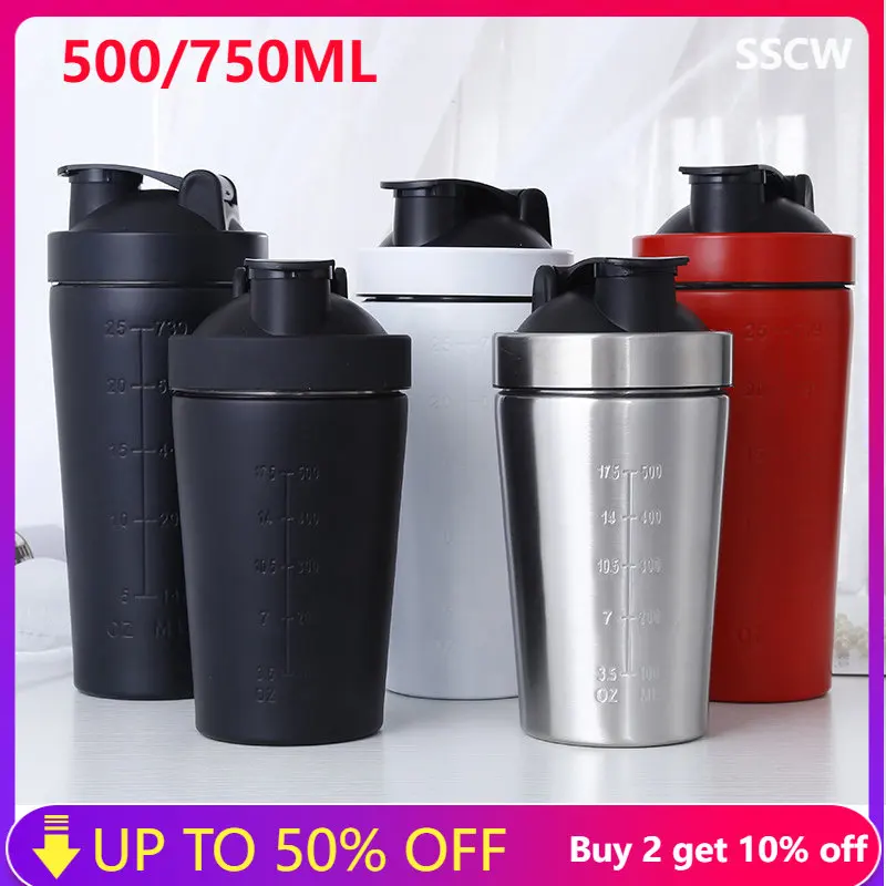 Stainless Steel Protein Shaker Cup Portable Water Bottles Fitness Sports Mug Nutrition Blender Cups Vacuum Insulation Water Cup