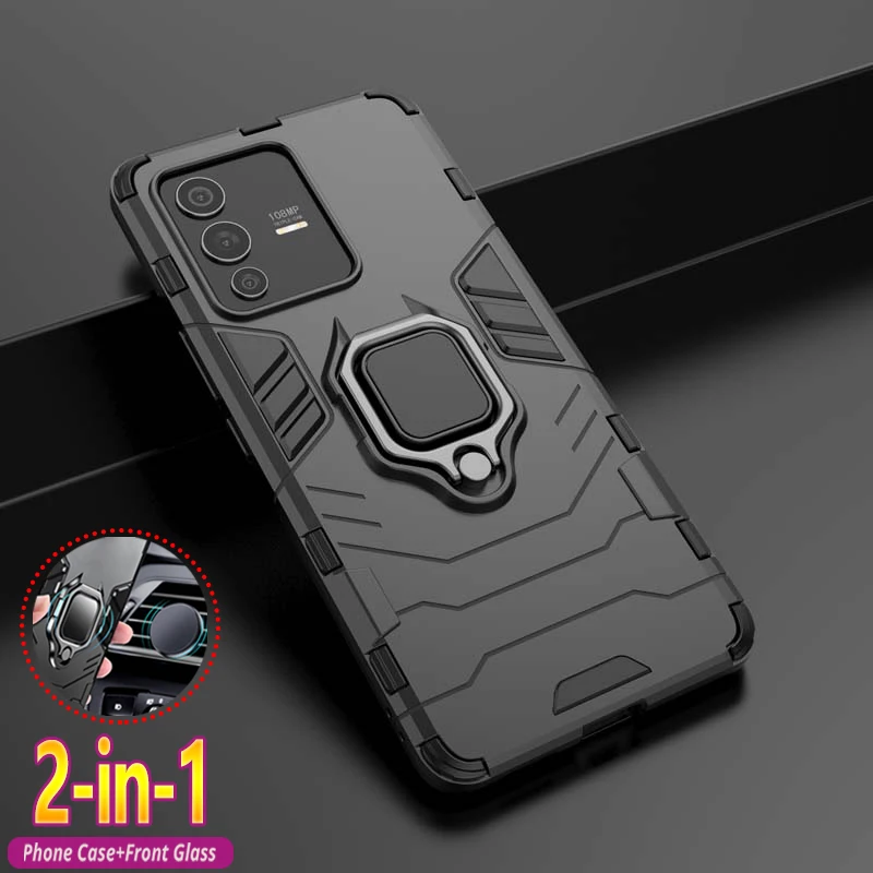 Фото Противоударный чехол для Vivo S5 S6 S7 S7E S7T S9 S9E S10 S12 Pro V17 Neo V11 V11i, чехол-бампер, бронированное кольцо, магнитная подставка, задняя крышка №1
