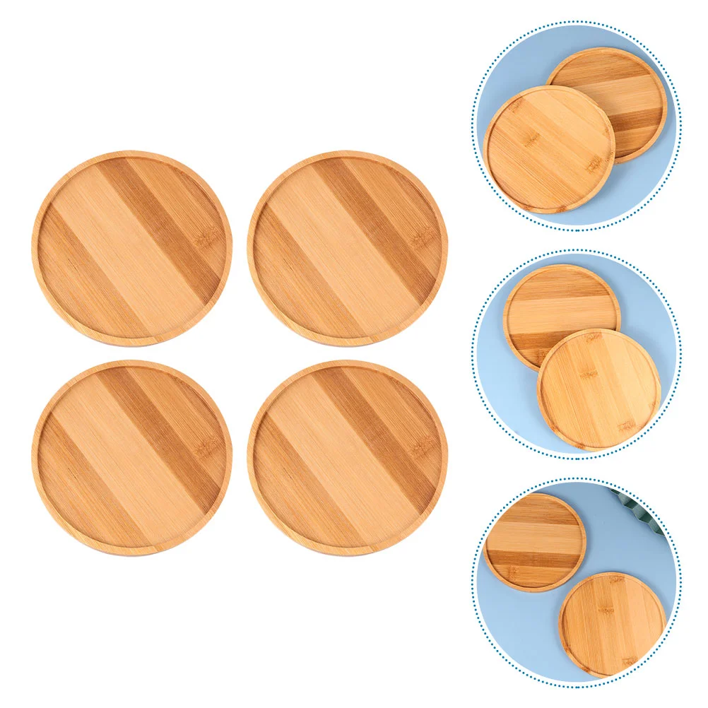 

4pcs Flowerpot Bamboo Tray Flowerpot Holding Trays Home Bonsai Bamboo Tray