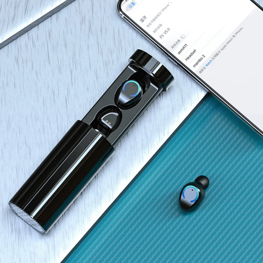 

F9 Cylinder Wireless Bluetooth Headset TWS LED Power Digital Display Mini Sport Earphone Headphone For IPhone Huawei Xiaomi