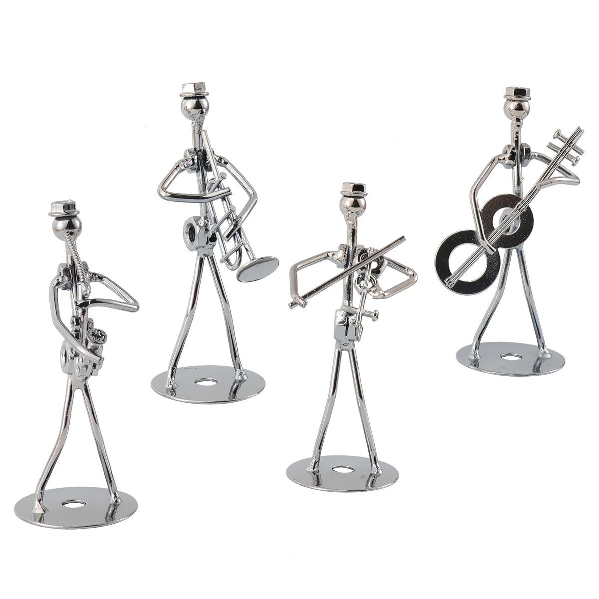 

Musician Modelband Statue Metal Figurinecraft Musical Figurines Ornaments Shaped Decoration Man Sculpture Tabletop Guitar