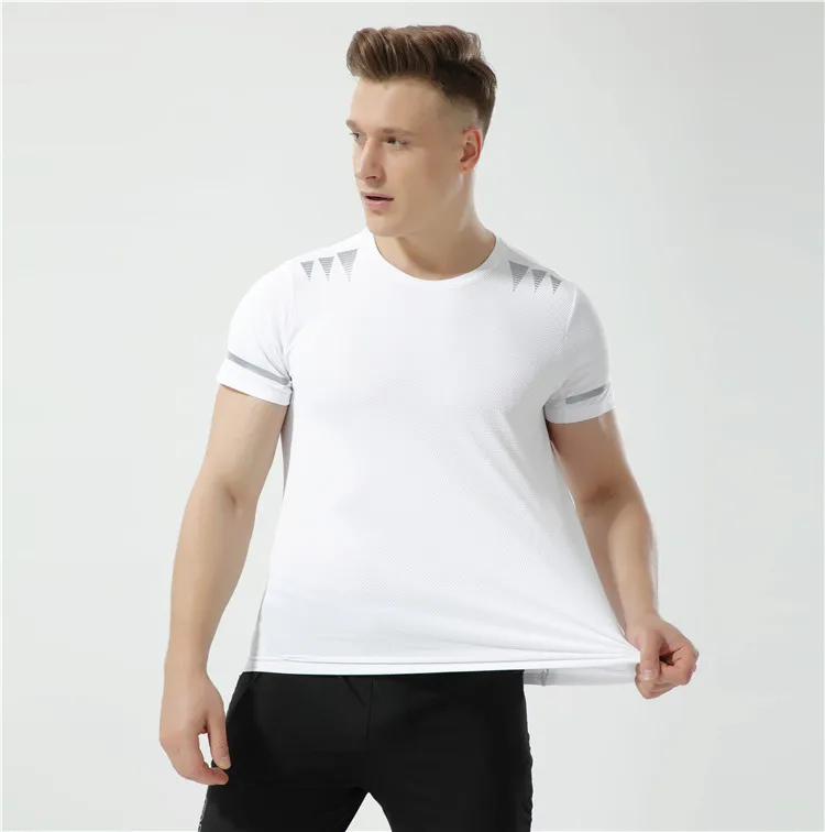 Summer New Men's T-shirt Ice Silk Nylon High Stretch Short-sleeved Running Sports Leisure T-shirt Quick-drying Fitness Top