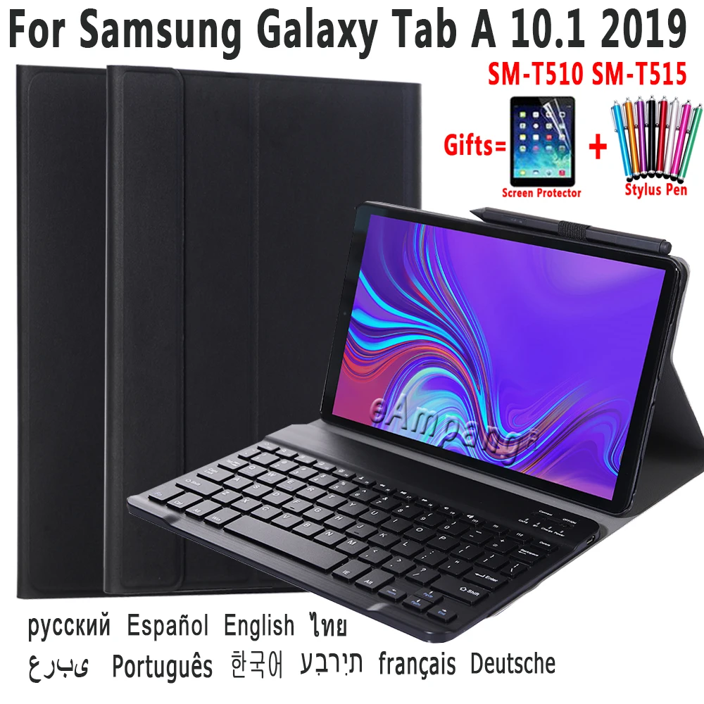 

For Samsung Galaxy Tab A 10.1 2019 T510 T515 SM-T510 SM-T515 Case with Keyboard Detachable Wireless Pu Leather Cover Shell
