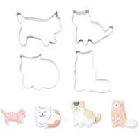 4 pcs stainless steel cat shape biscuit pastry cookie cutter cake decor baking mold mould tools cake cutter mold