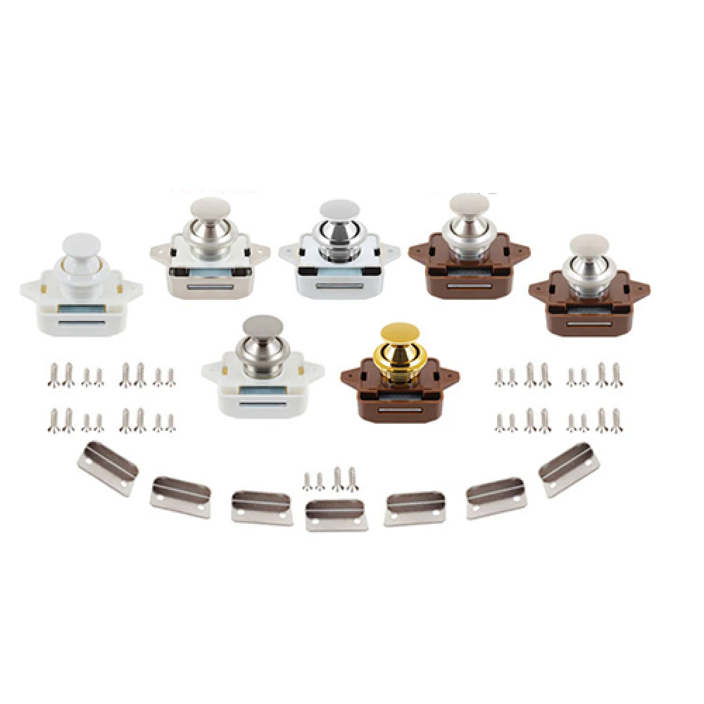 

Universal Zinc Latch For 15-18mm Motorhome Caravan Cabinet Drawer Cupboard Push Button Catch Lock Knob RV Accessories 5 Colors