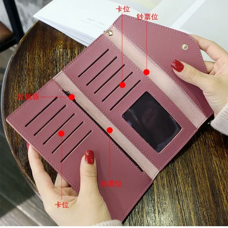 Новый длинный кошелек из искусственной кожи однотонные женские кошельки модный