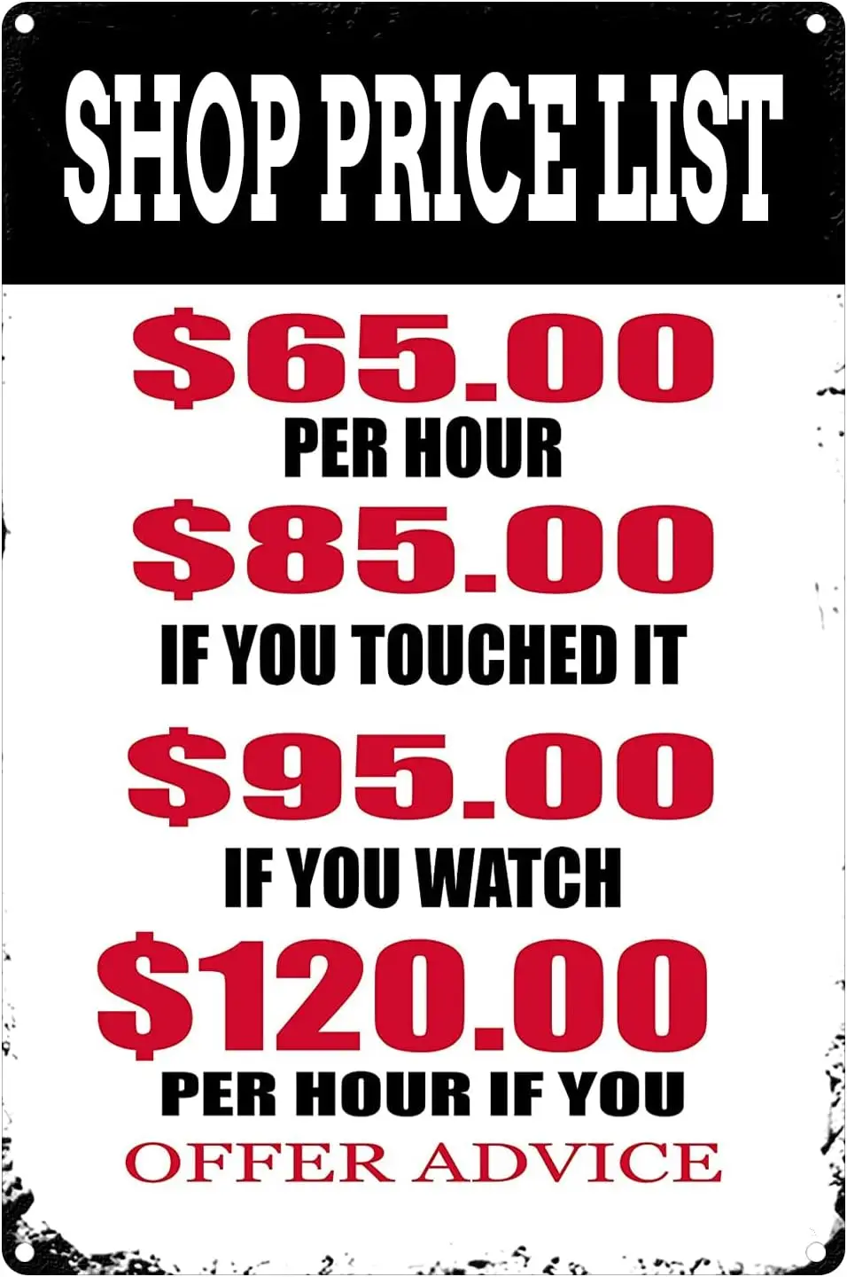 Забавный Mechnc Retro Metl Tn Sgn Wll Decor Mn Cve Br Shop Prce Lst 8X12 nches