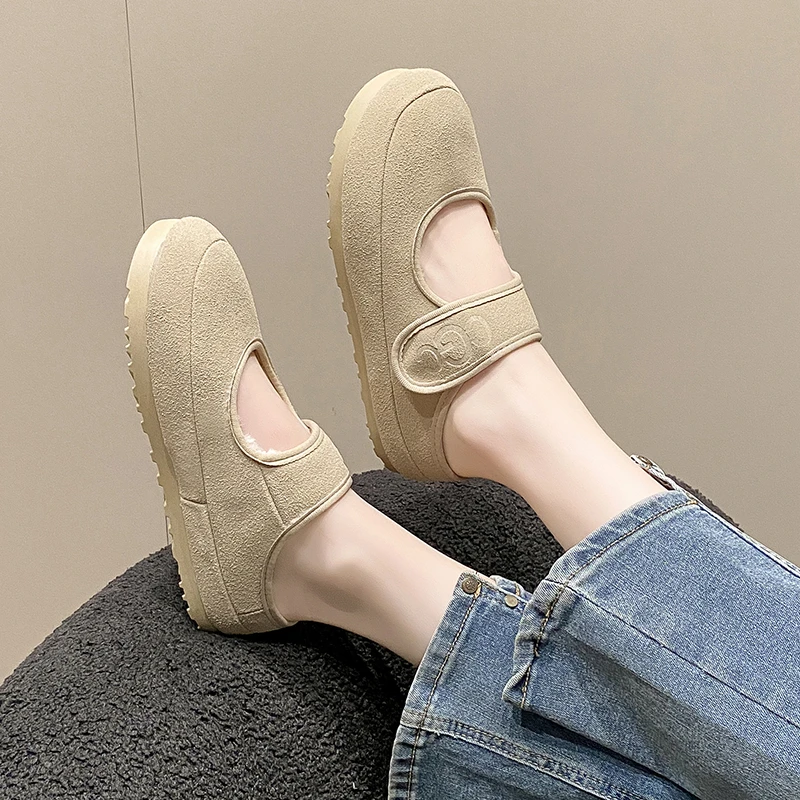 2024 NEW Summer WOMEN Slippers Winter New with Velvet Warmth Baotou Fury Drag Casual Flat Bottom Lazy Ugly Cute Mary Jane Shoes