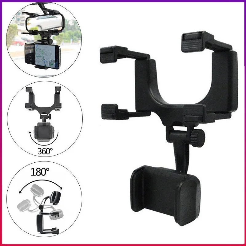 

360° Rotate Car Rearview Mirror Mount Holder Stand Cradle For A Car Mount Mobile GPS Stand Adjustable Telescopic Support