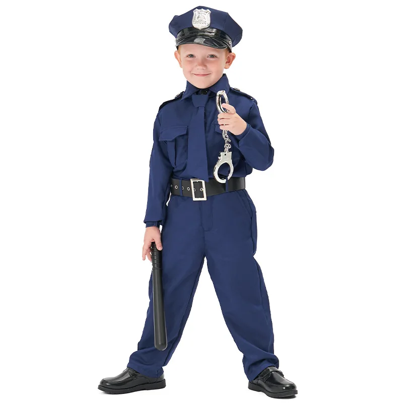 Halloween Boy Cop Uniform Girl Police Cosplay Outfit Purim Children Cop Police Officer Costume Book Week Gift Party Fancy Dress