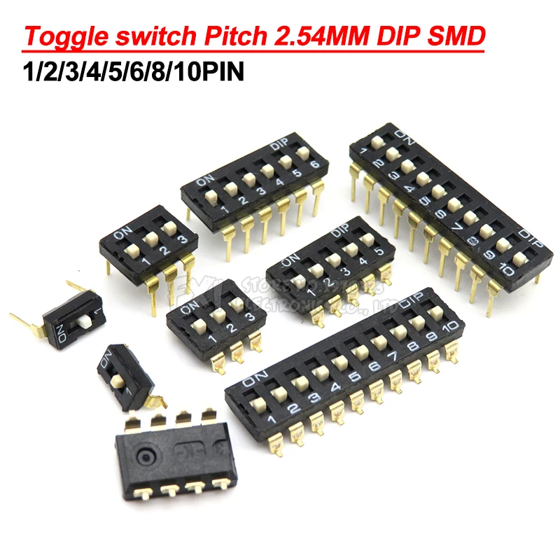 

Переключатели DIP SMD HJXRHGAL 1/2/3/4/5/6/8/10PIN черные