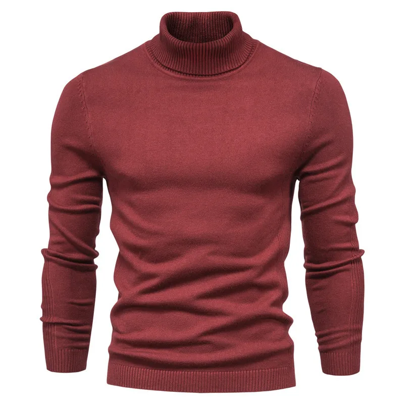 2023 Autumn Winter Pullover Sweater Men Youth Vintage New Casual Solid Color High Collar Male Warm Knitted Tops Fashion Slim Fit