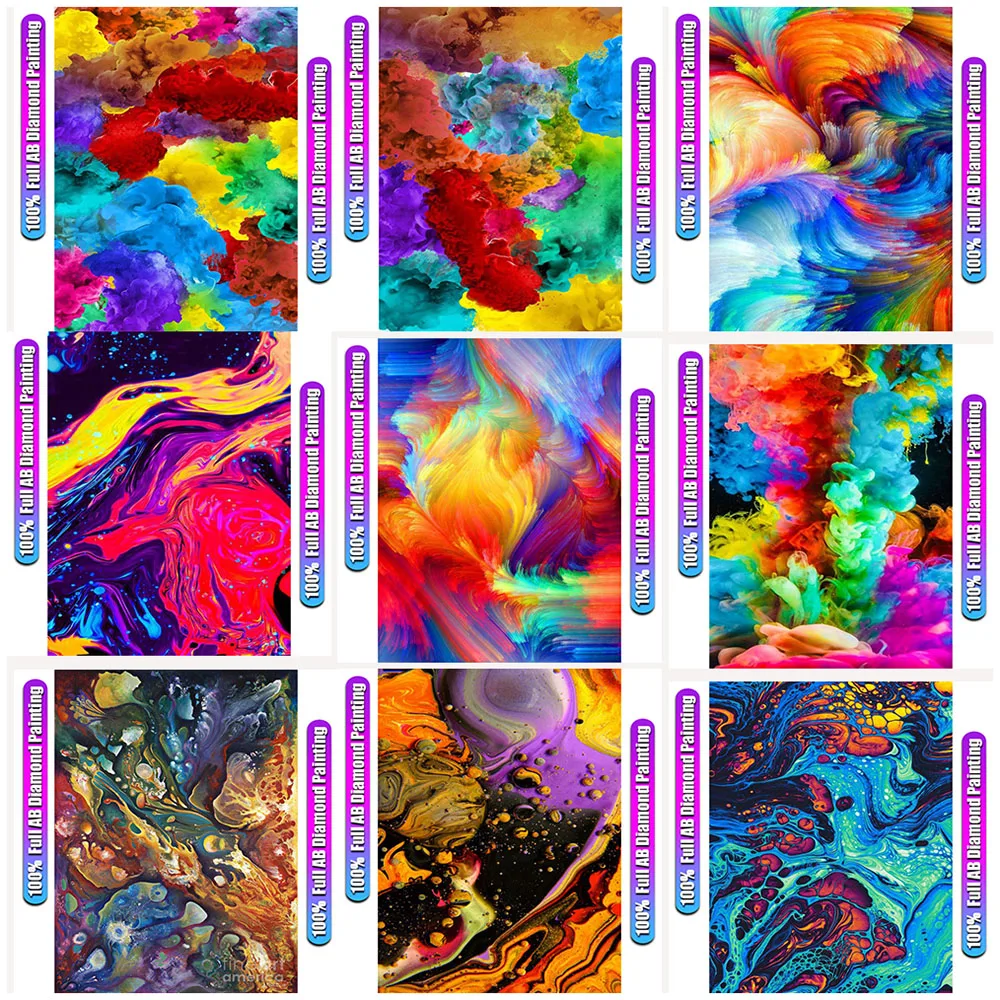 

New Zipper bags 5D DIY Full 100% AB Abstract Diamond Embroidery Scenery Colorful Clouds Cross Stitch Kit Home Decortion Gifts