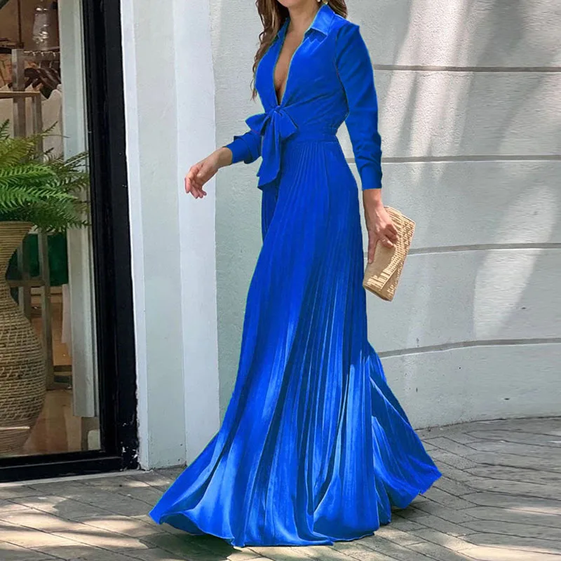 

Retro Women Solid Lapel Tie Lace Up Jumpsuit 2022 Spring Summer Fashion V-neck Wide Leg Rompers Ladies Casual Loose Streetwears