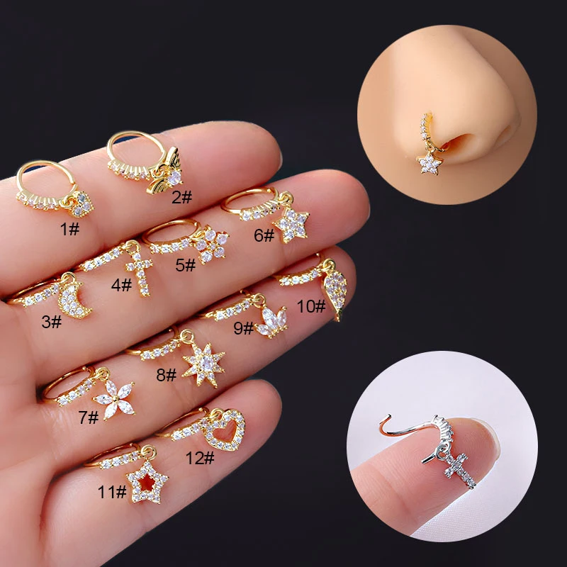 

New Piercing Jewelry Star Moon Nose Ring Oval Link Chain Nose Ring For Women Jewelry Gift