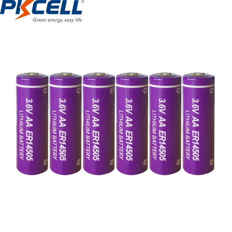 

6pcs/lot PKCELL 3.6V ER14505 14505 2400mah AA LiSCLO2 Battery Superior LR6 R6P 1.5V Batteries For GPS Tracking Cameras