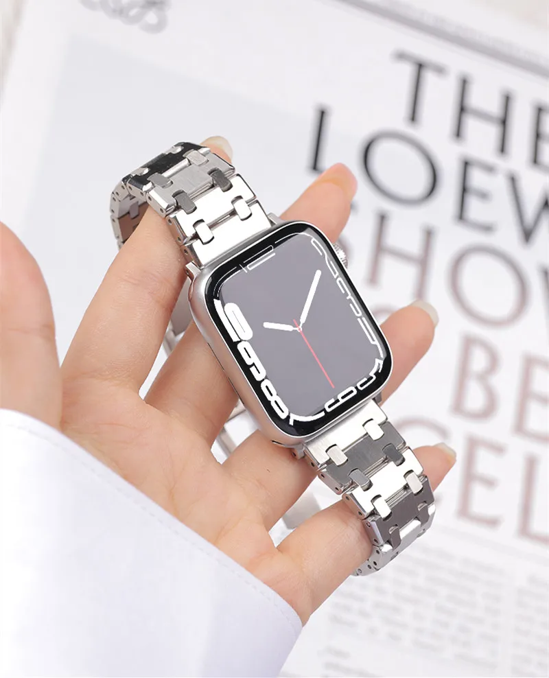 Business Watch Strap Bracelet For Apple Watch Band 7 45mm 44mm 42mm 38mm Metal Straps For iwatch Series 6 SE 5 4 3 2 Accessories