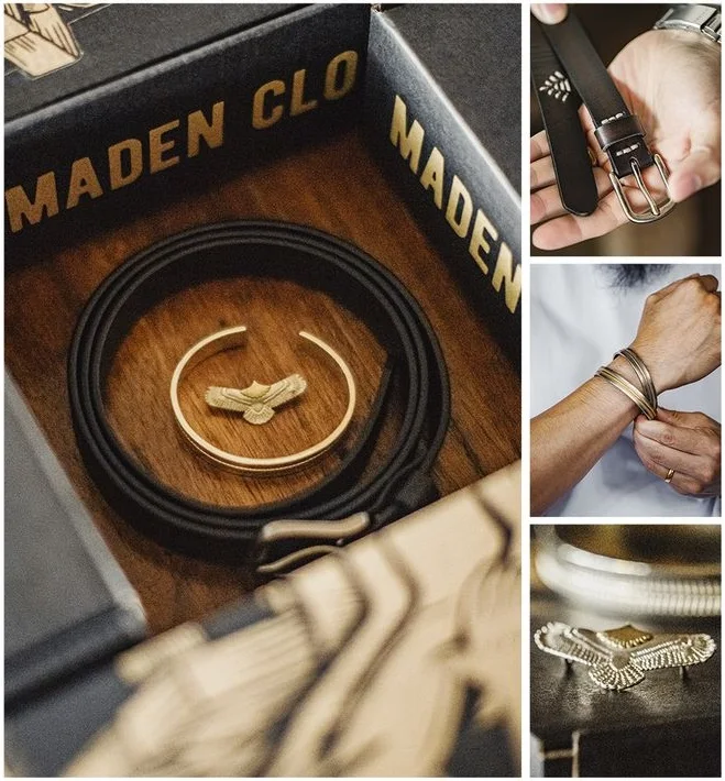 

Винтажный подарочный набор Maden, черный ремень из натуральной кожи, манжета Navajo, открытый браслет, подвеска с индийским орлом, ожерелье, подарки для влюбленных