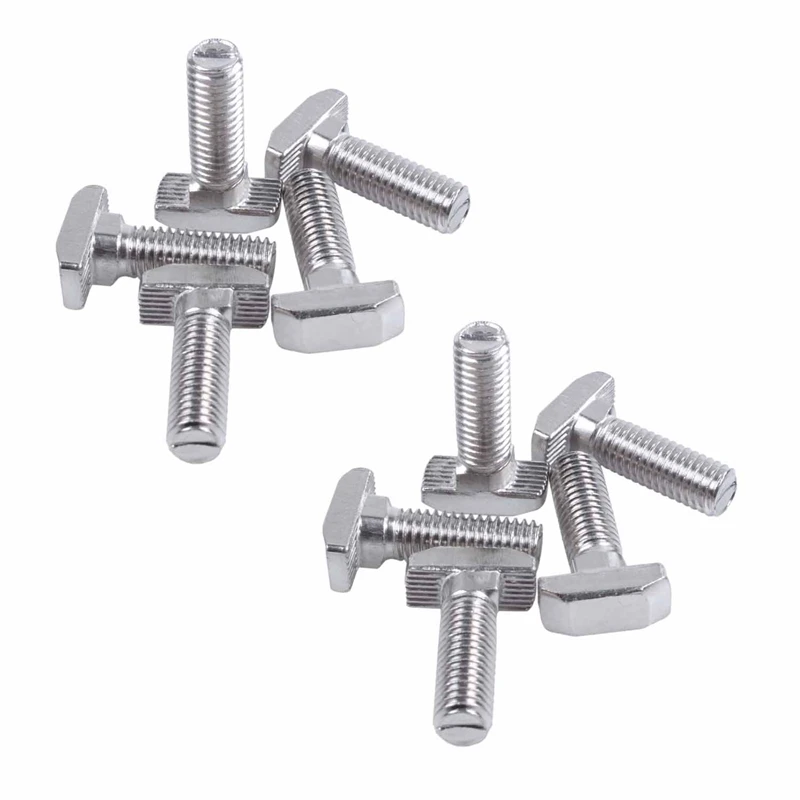

M8 Thread T-Slot Drop-in Stud Sliding Screw Bolt Silver Tone 10Pcs