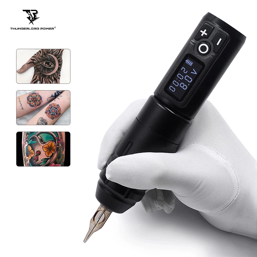 Wireless Tattoo Machine Rotary Battery Pen Strong Motor with Portable Power LCD Digital Display for Artist Body Permanent Makeup