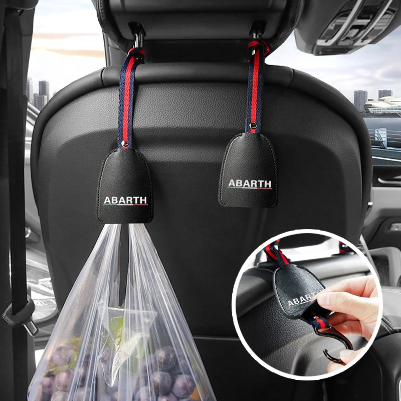 

Leather Car Seat Back Hook Seat Headrest Storage Hanger Organizer Holder For Abarth 500 Punto Ducato Freemont Stilo Panda Bravo