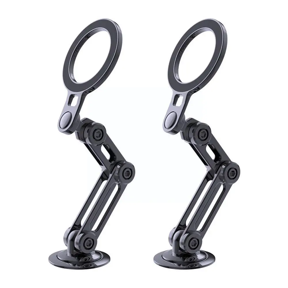 

New Magnetic Car Phone Holder Aluminum 360 Rotatable Universal Folding Navigation Desk Black Telescopic Phone Bracket A2M6