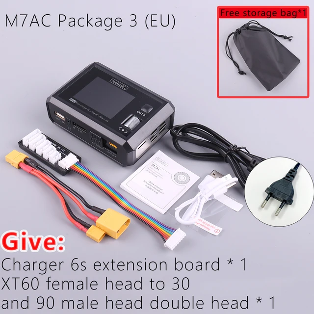 ToolkitRC M7AC + XT60 female to XT30/XT90 male adapter
