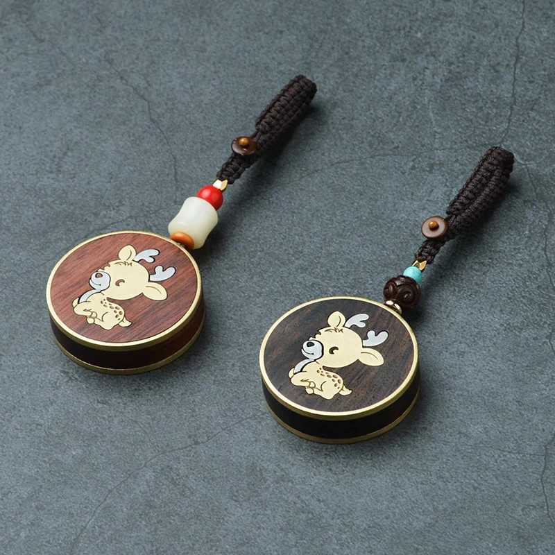 

Ebony Rosewood Sterling Silver Deer Car Key Ring Pendant Exquisite Pendant