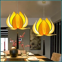 new led chinese cloth lotus chandelier classical lamp buddha hall temple living room restaurant pendant lighting decor fixtures