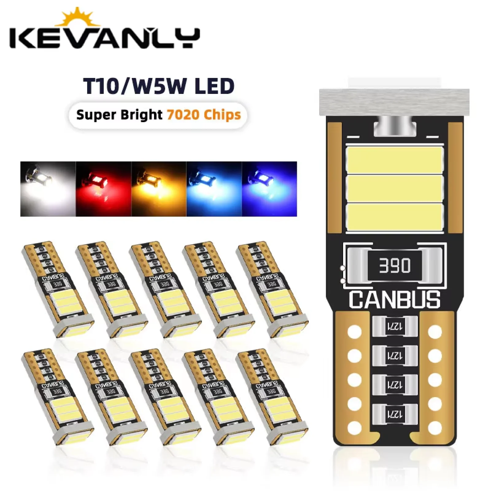 Светодиодсветильник лампа для салона автомобиля T10 Canbus W5W 7020 8smd 194 168 12 В приборная