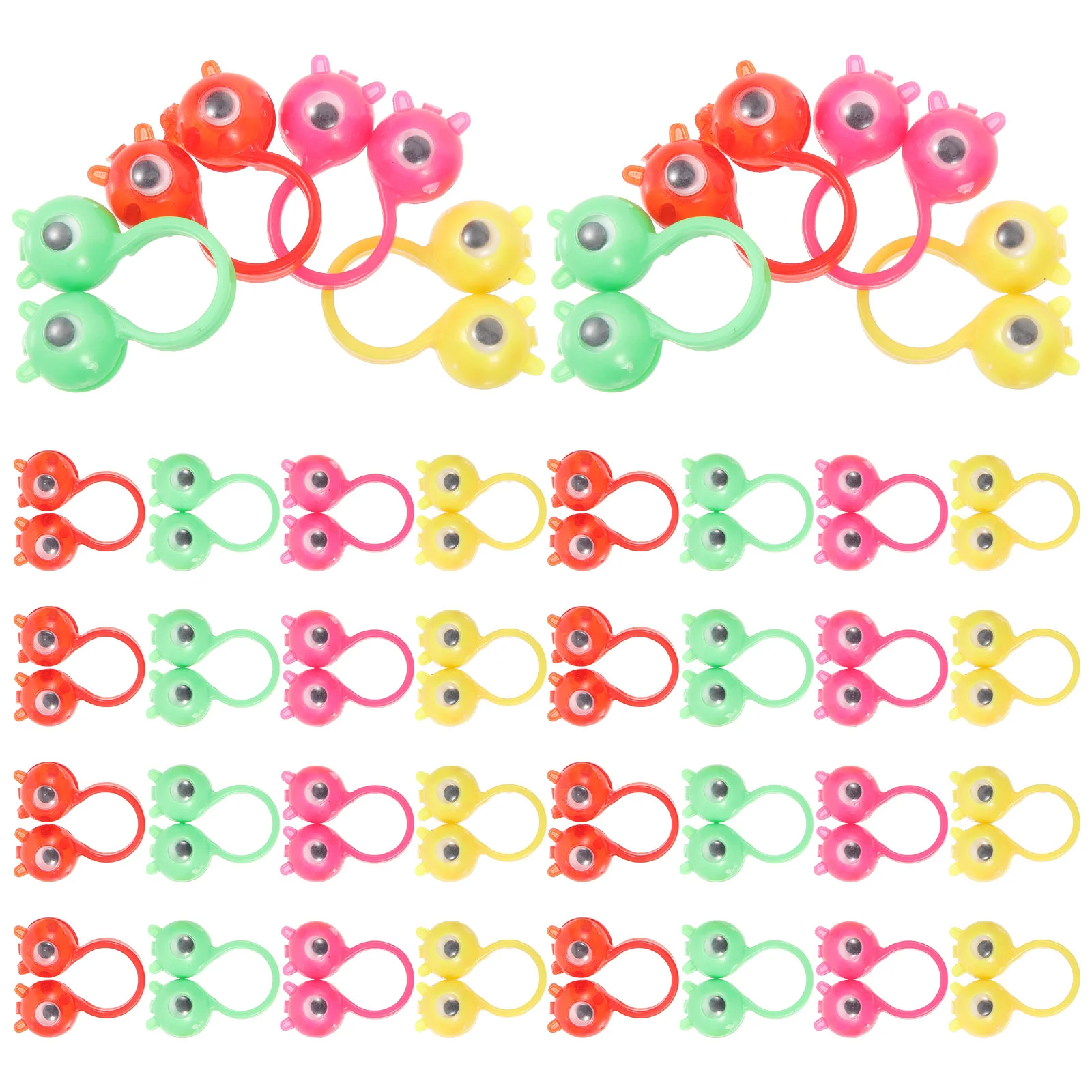

50 Pcs Puzzle Toys Funny Eye Ring Party Favor Eyeball Finger Puppet Cute Interesting Plastic Lovely Plaything On Rings