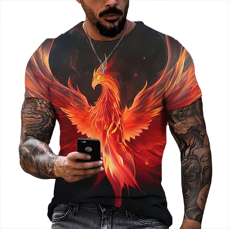 

Men's T Shirt Summer Tops Soaring Eagle 3D Printed Tees O Neck Short Sleeve Animal Graphic T Shirt Loose Male Oversized Clothes