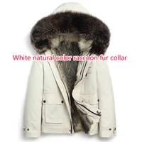 Winter Jacket Men Clothes Men’s Parkas Coyote Fur All-in-one Raccoon Fur Collar Hooded Jacket Fur Coat for Men Clearance