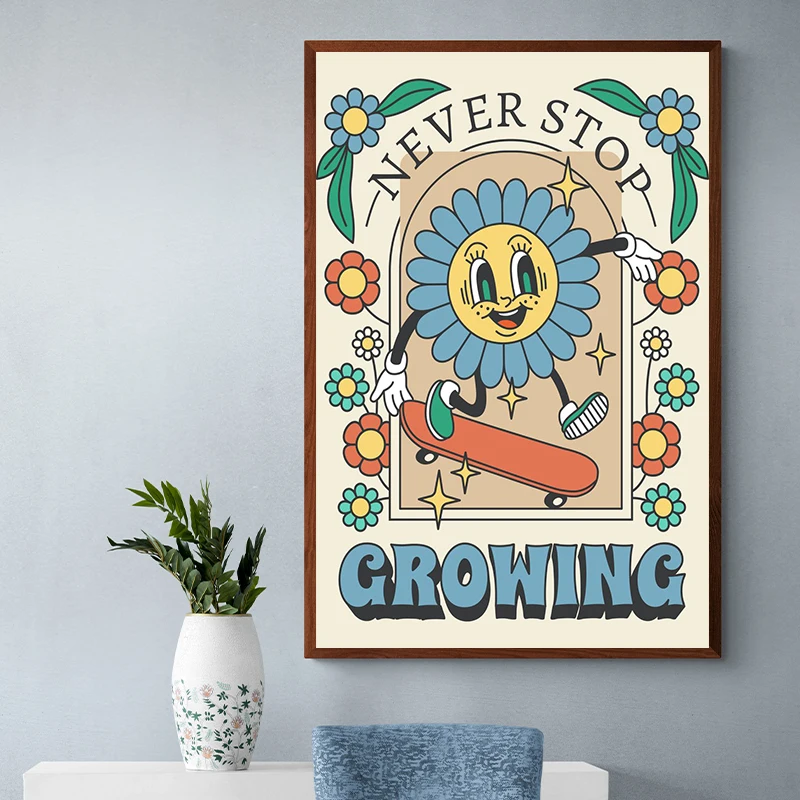 Постеры и принты с изображением героев мультфильмов цветов Groovy Картина на холсте