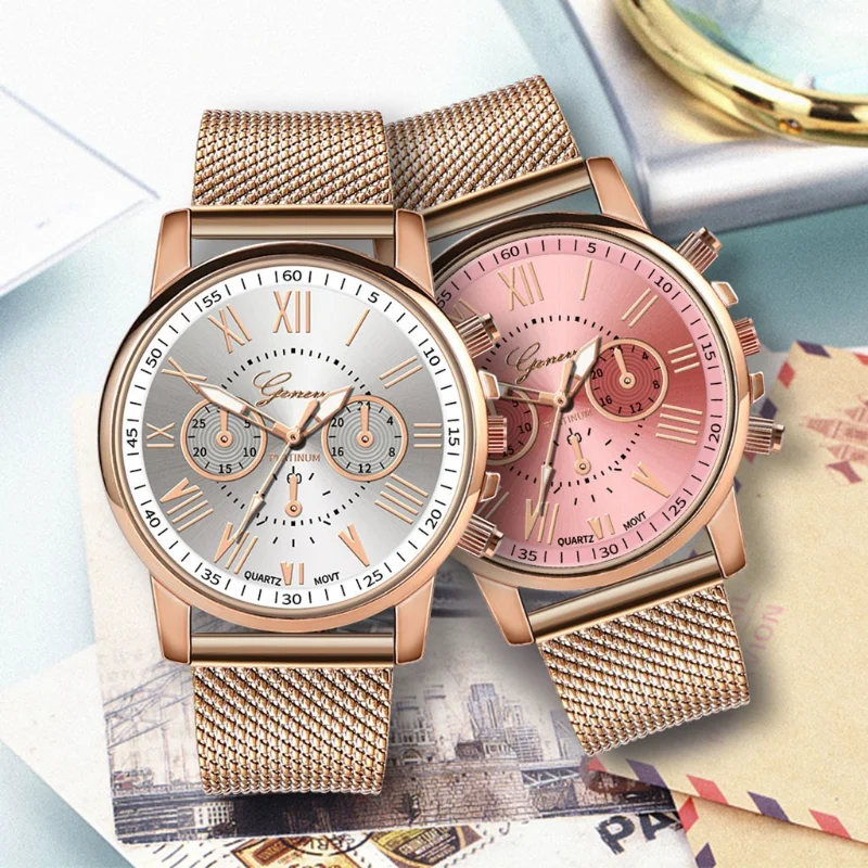 

Bussiness Women's Watches Fashion Geneva Brand Roman Numeral Simple Clock Kol Saati Montre Femme Relogio Feminino Reloj Mujer