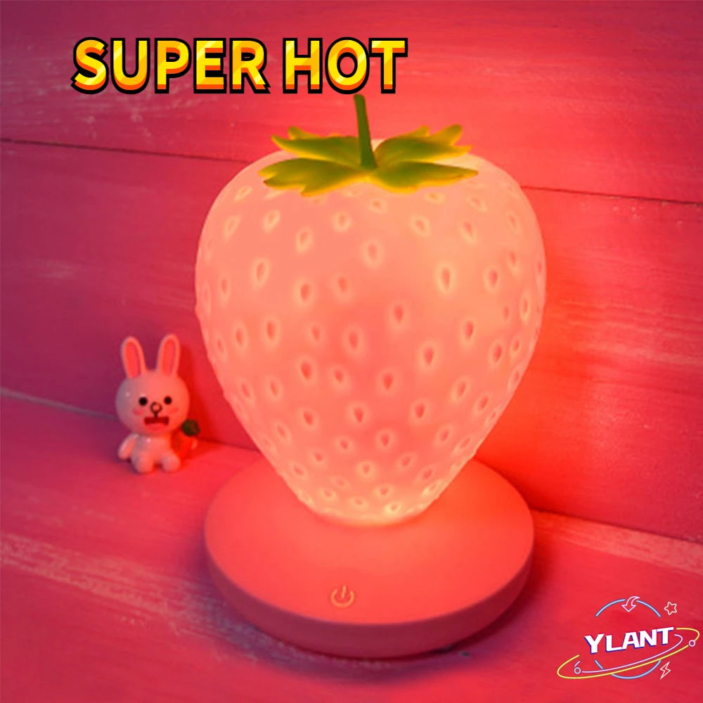 

Touch Induction LED Night Light Strawberry Nightlight USB Bedside Lamp For Baby Kids Gift Bedroom Decoration Atmosphere Lamp