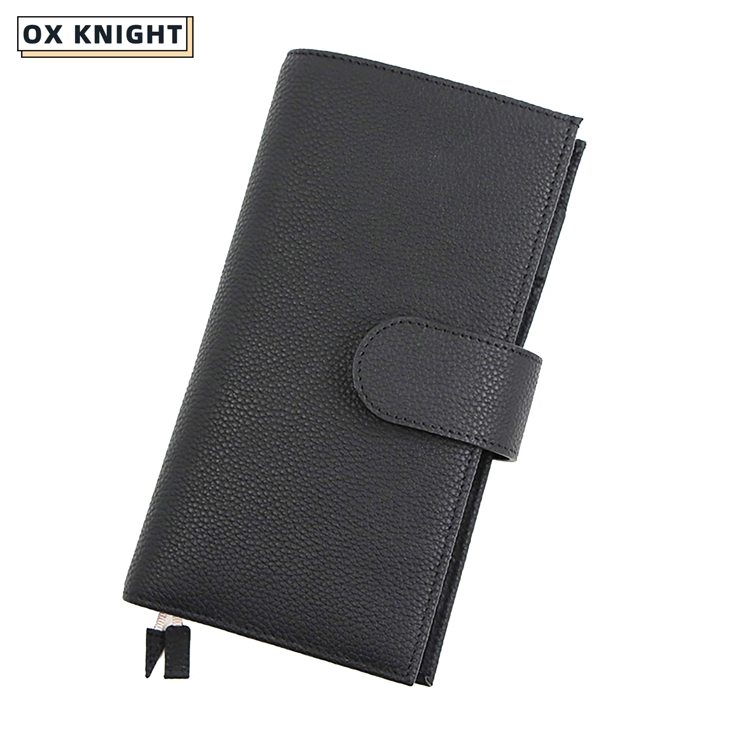 OX KNIGHT 100% Genuine Leather Notebook Planner Book Cover Pebbled Style with Back Pocket and Double Clasps Agenda Organizer