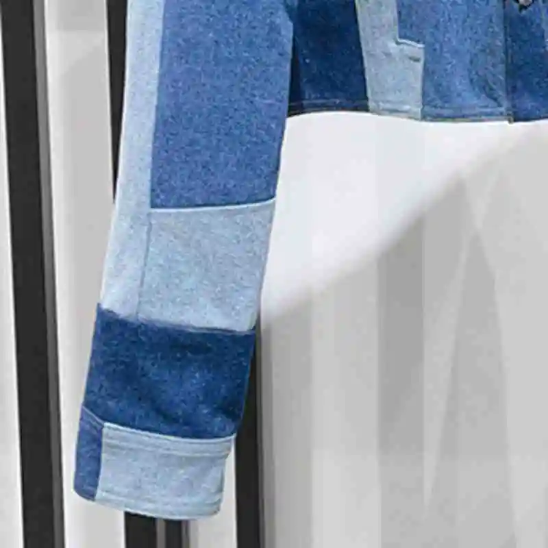 

2023 Early Autumn New Women Cotton Multi-color Stitching Denim Casual Short Coat