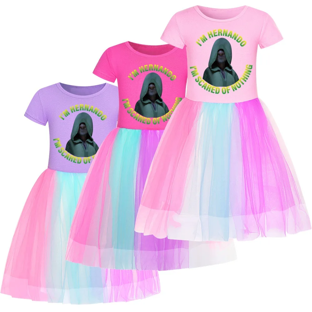 

2022 Disney Summer Girls Short Skirt Dress New Movie Encanto Princess Lace Costume Kids Birthday Gift Party Dress