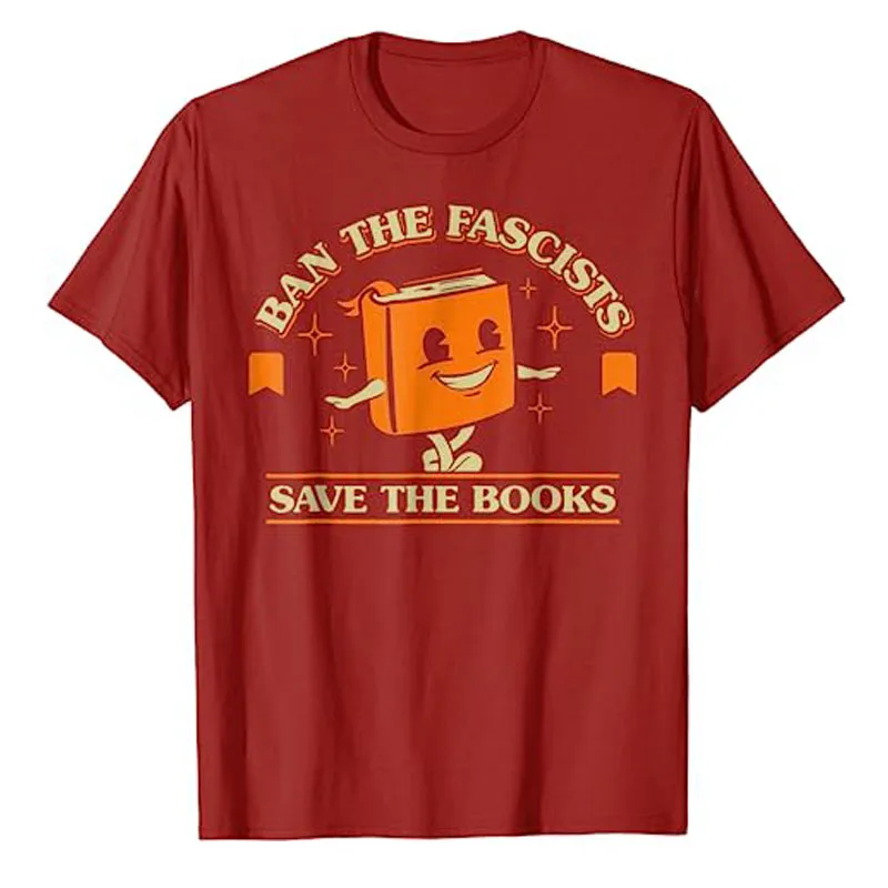 Смешные бан фашисты сохранить книги Винтаж для влюбленные футболки литература