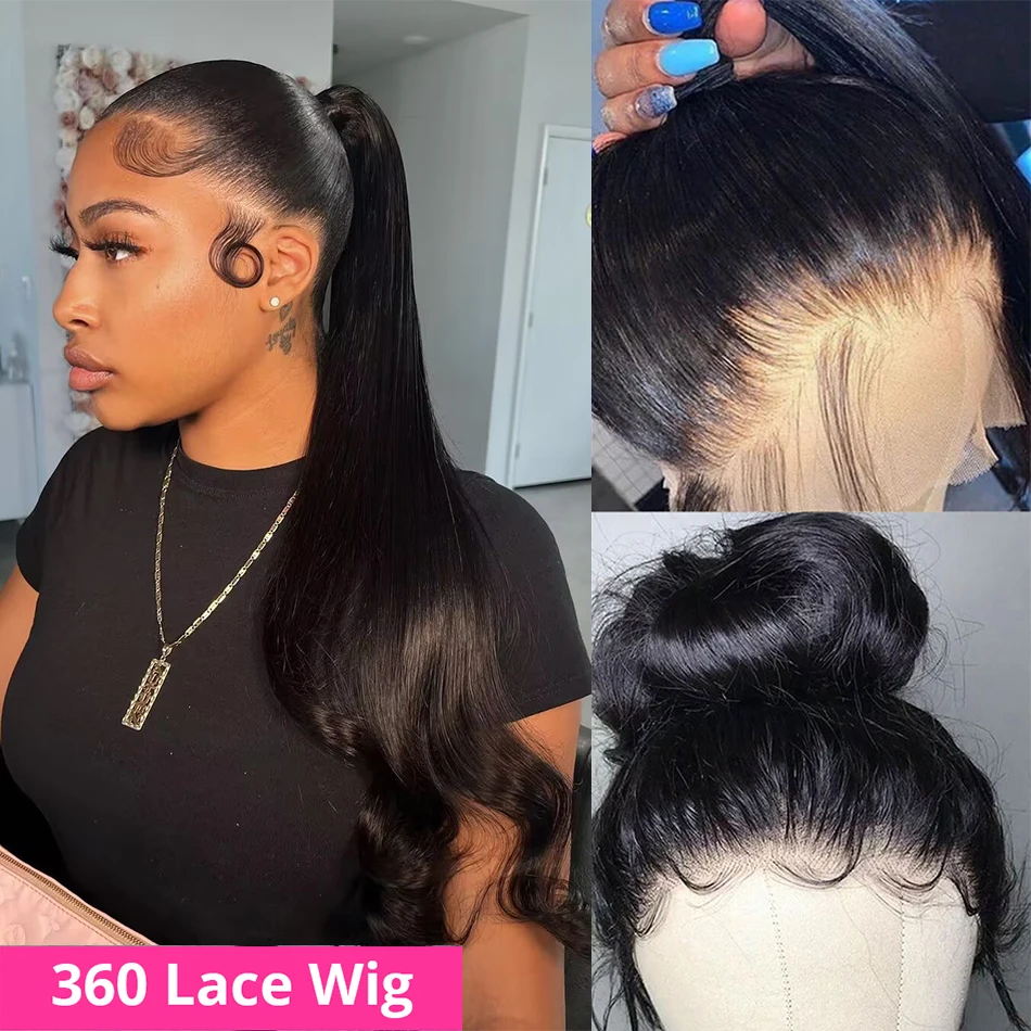 

360 Lace Frontal Wig 180 Density Pre Plucked 13x6 HD Transparent Frontal Wig 30 32 Brazilian Straight Human Hair Wigs For Women