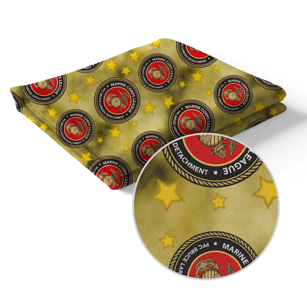 

50 * 145cm Peach Skin Microfiber Fabric Print Army Logo Representing Meritorious Service for DIY Pillow Quilt Crafting Materials