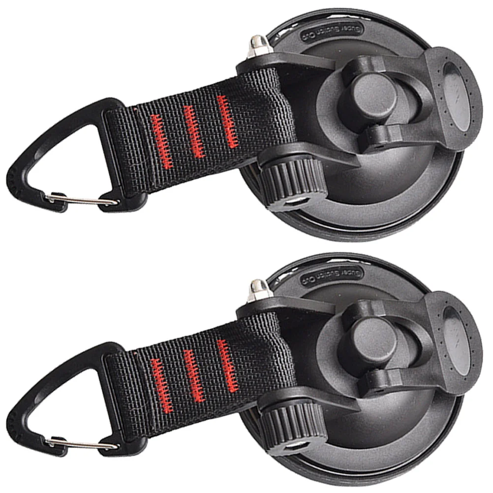 

2 Pcs Heavy Duty Hook Tent Fixing Car Window Hooks Suction Cup Anchors Carabiner 6.5X6.5X3CM Cups Mounted Black Silicone Travel
