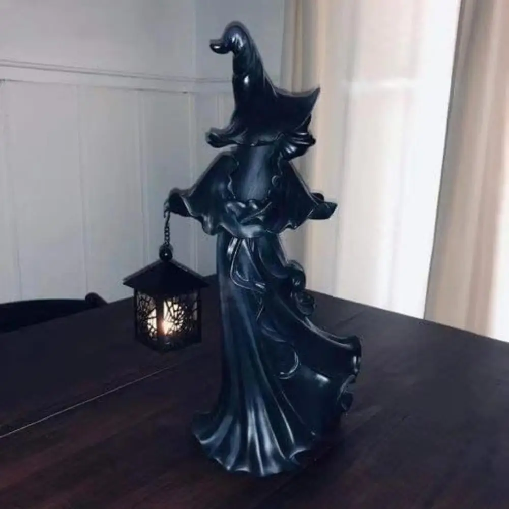 

Halloween Witch Statue Spooky Realistic Halloween Witch Ornament Eco-friendly Resin Decor for Table with Lanterns for A for Home
