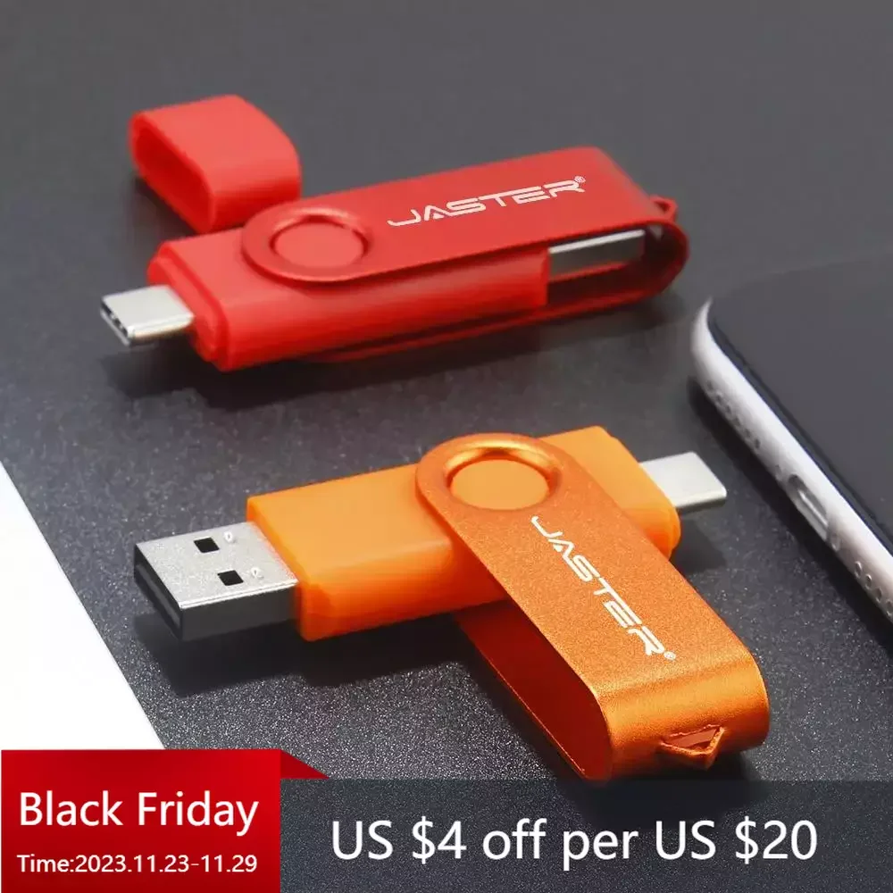 

TYPE-C Pen Drive 64GB Key Chain High Speed USB Stick Orange USB Flash Drive 32GB OTG Pendrive for Mobile Phone Free Custom Logo