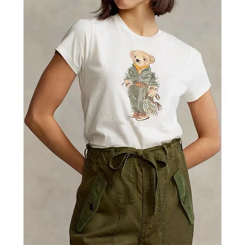 

Women's Bear T-shirt High-Quality Bear Printed Punk Summer Short Sleeve Female Casual T-shirt Streetwear Unisex Casual Mens Tops