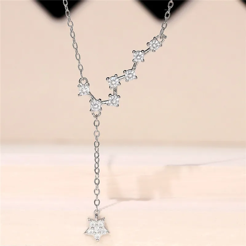 

Huitan Gorgeous Women Necklace Wedding Trend Jewelry High-quality Silver Color Crystal Cubic Zircon Aesthetic Female Accessories