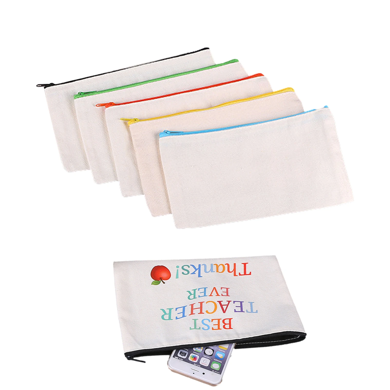

Blank Canvas Pencil Bags Blank Canvas Zipper Pouch Craft Pen Bag Multi-purpose Cosmetic Bag To Store Personal Belongings For